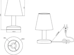 Tischlampe MATS II Stoff Lampenschirm Grün mit Touchfunktion EIN/AUS, Höhe 24 cm