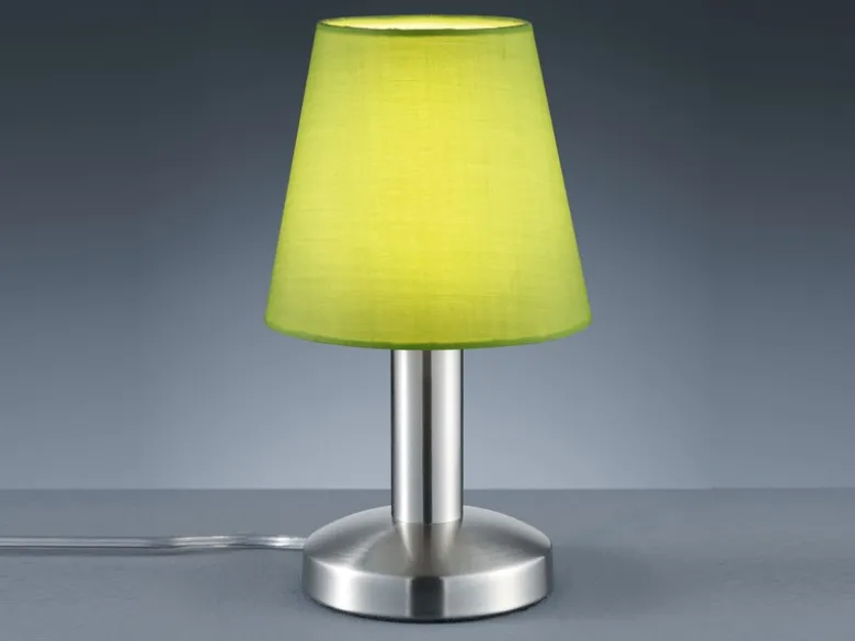 Tischlampe MATS II Stoff Lampenschirm Grün mit Touchfunktion EIN/AUS, Höhe 24 cm