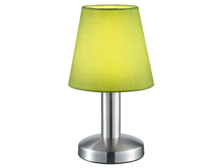Tischlampe MATS II Stoff Lampenschirm Grün mit Touchfunktion EIN/AUS, Höhe 24 cm