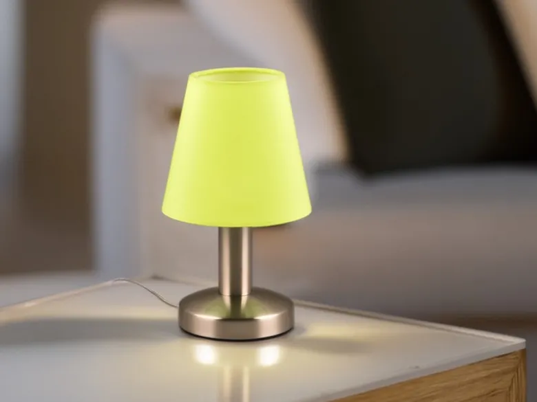 Tischlampe MATS II Stoff Lampenschirm Grün mit Touchfunktion EIN/AUS, Höhe 24 cm