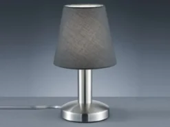 Tischlampe MATS II Stoff Lampenschirm Grau Touchfunktion EIN/AUS, Höhe 24 cm