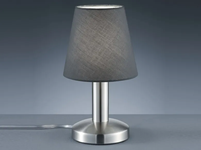 Tischlampe MATS II Stoff Lampenschirm Grau Touchfunktion EIN/AUS, Höhe 24 cm