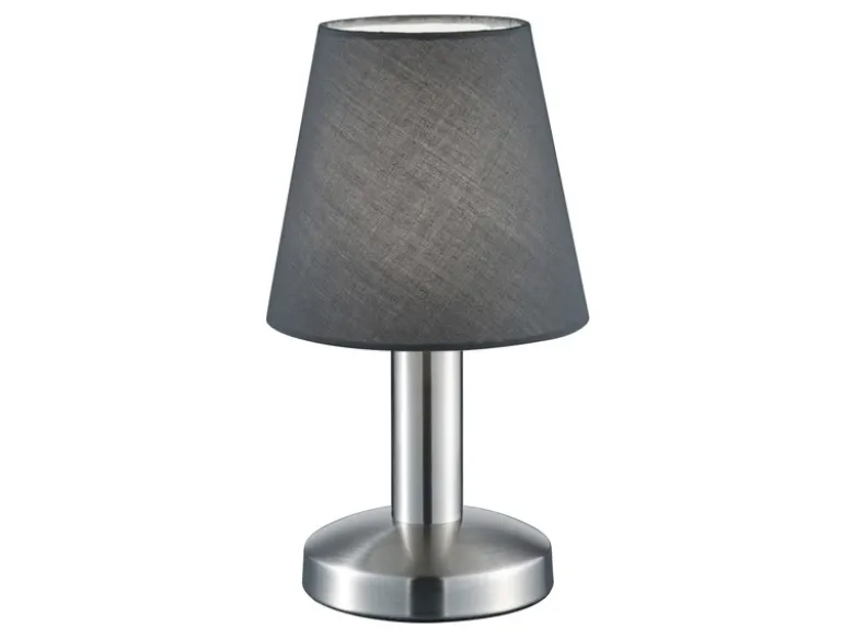 Tischlampe MATS II Stoff Lampenschirm Grau Touchfunktion EIN/AUS, Höhe 24 cm