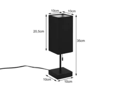 Tischlampe OLE mit Stoffschirm Schwarz & USB Ladestation, Höhe 35cm