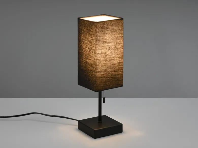 Tischlampe OLE mit Stoffschirm Schwarz & USB Ladestation, Höhe 35cm