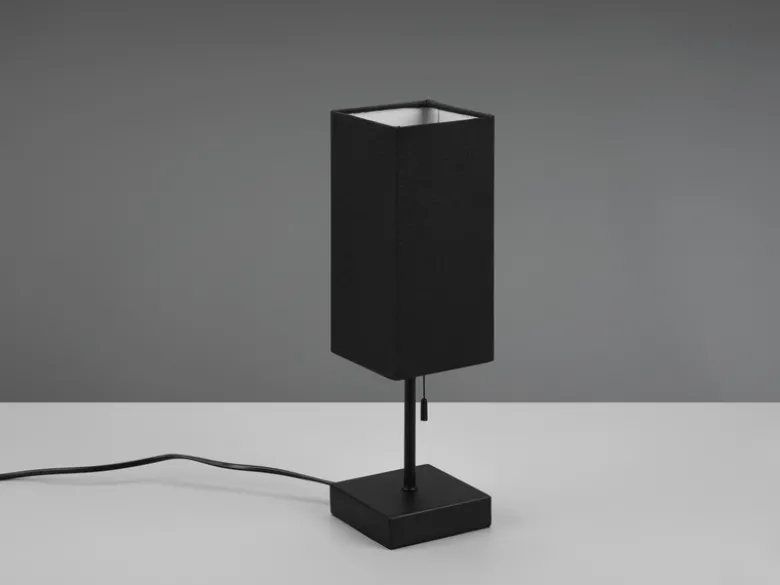 Tischlampe OLE mit Stoffschirm Schwarz & USB Ladestation, Höhe 35cm