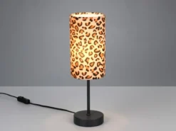 Tischlampe PARDINA mit Stoffschirm Leopardenmuster, Höhe 36,5cm
