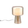 Tischlampe ROCKA aus Glas Bernsteinfarben mit Stoffschirm innen, Höhe 29cm