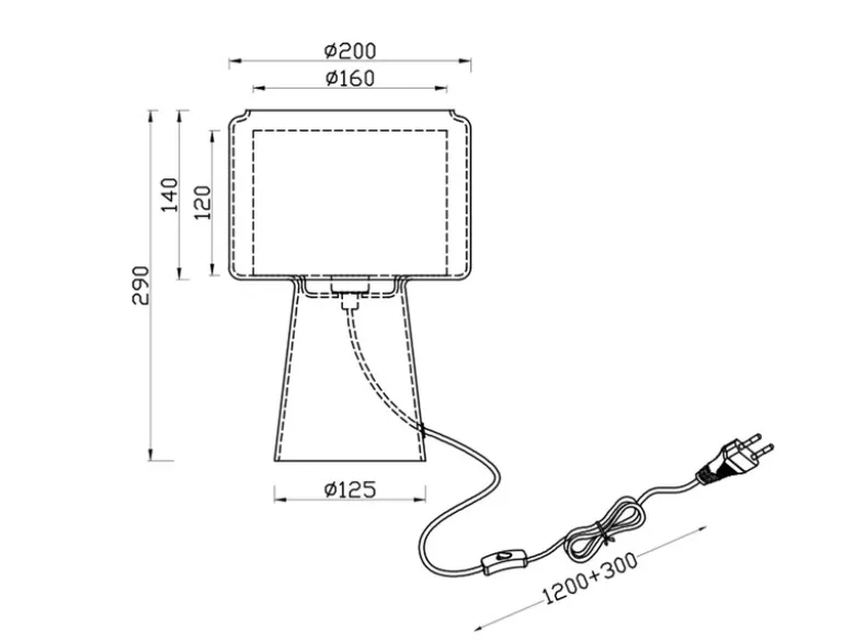 Tischlampe ROCKA aus Glas Bernsteinfarben mit Stoffschirm innen, Höhe 29cm