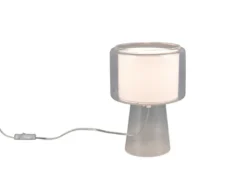 Tischlampe ROCKA aus Glas Transparent mit Stoffschirm innen, Höhe 29cm