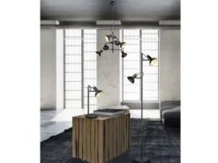 Tischlampe ROXIE Metall in Schwarz / Gold schwenkbar, Höhe 43cm