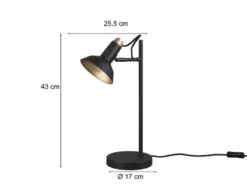 Tischlampe ROXIE Metall in Schwarz / Gold schwenkbar, Höhe 43cm