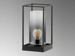Tischlampe SAMU Schwarz mit Rauchglas, Höhe 30cm