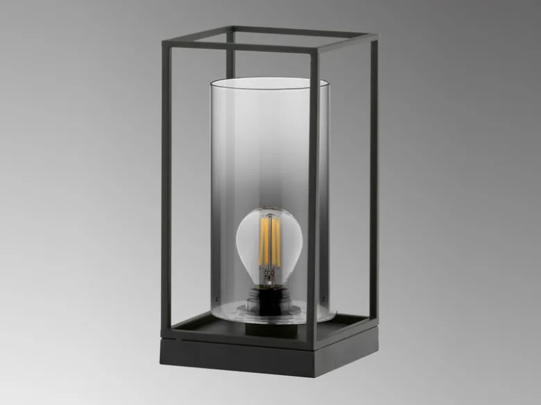 Tischlampe SAMU Schwarz mit Rauchglas, Höhe 30cm