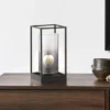 Tischlampe Schwarz mit Rauchglas & LED dimmbar, Höhe 30cm