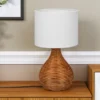 Tischlampe SPROUT mit Rattan und Stoffschirm Weiß, Höhe 40cm