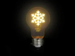 Tischlampe Würfel Grau mit Deko LED Glühbirne Schneeflocke, Quadrat 9cm