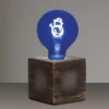 Tischlampe Würfel Grau mit Deko LED Glühbirne Schneemann, Quadrat 9cm