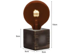 Tischlampe Würfel Grau mit Deko LED Glühbirne Geschenk, Quadrat 9cm