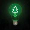 Tischlampe Würfel Grau mit Deko LED Glühbirne Tannenbaum, Quadrat 9cm