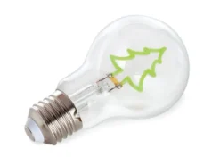 Tischlampe Würfel Grau mit Deko LED Glühbirne Tannenbaum, Quadrat 9cm