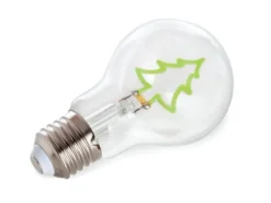 Tischlampe Würfel Holz Eiche mit Deko LED Glühbirne Tannenbaum, Quadrat 9cm