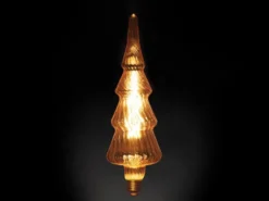 Tischlampe Würfel Holz Eiche mit Deko LED Tannenbaum, Quadrat 9cm