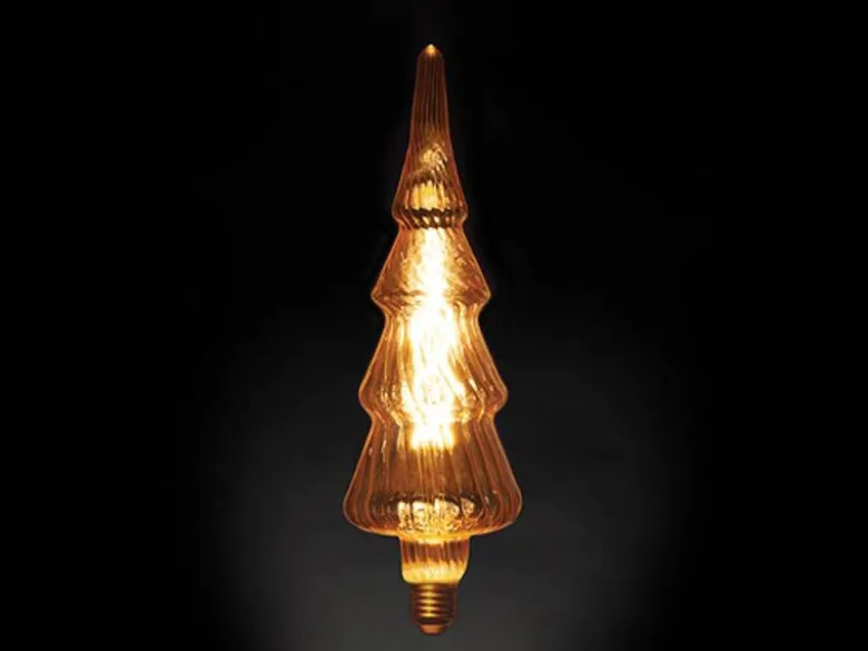 Tischlampe Würfel Holz Eiche mit Deko LED Tannenbaum, Quadrat 9cm