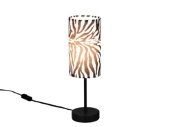 Tischlampe ZEBARA mit Stoffschirm Zebramuster, Höhe 36,5cm
