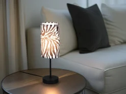 Tischlampe ZEBARA mit Stoffschirm Zebramuster, Höhe 36,5cm