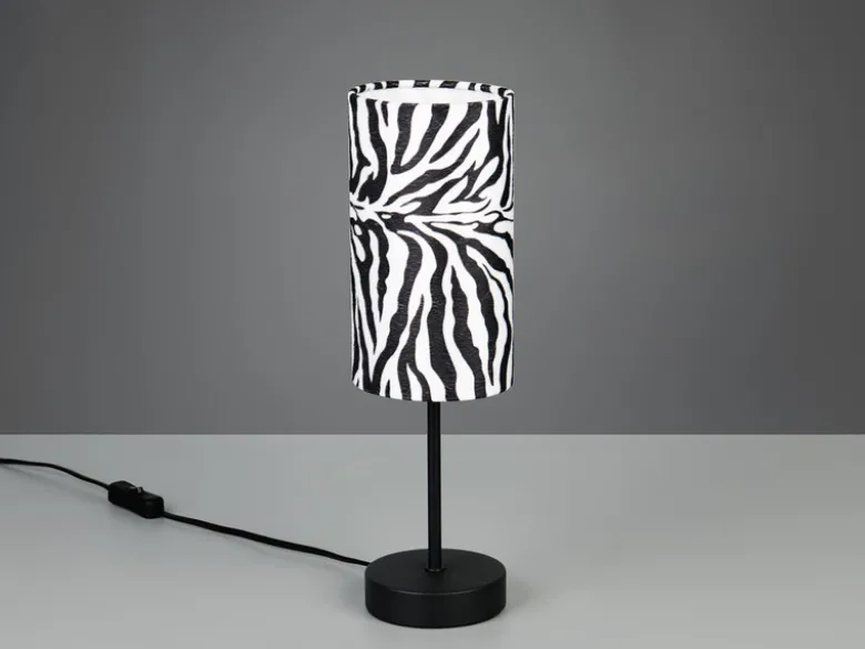 Tischlampe ZEBARA mit Stoffschirm Zebramuster, Höhe 36,5cm