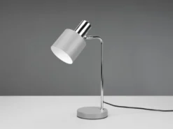 Tischleuchte ADAM Chrom & Metallschirm Grau Höhe 44cm