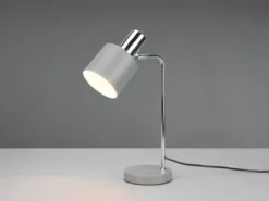 Tischleuchte ADAM Chrom & Metallschirm Grau Höhe 44cm