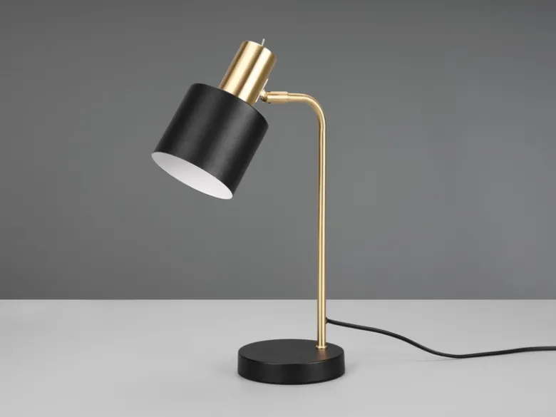 Tischleuchte ADAM Gold & Metallschirm Schwarz, Höhe 44cm