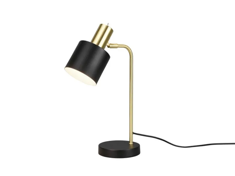 Tischleuchte ADAM Gold & Metallschirm Schwarz, Höhe 44cm