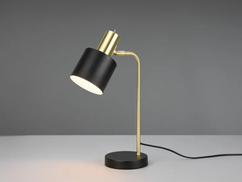 Tischleuchte ADAM Gold & Metallschirm Schwarz, Höhe 44cm