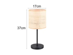 Tischleuchte AIMEE mit Lampenschirm aus geflochtenem Bast, Höhe 37cm