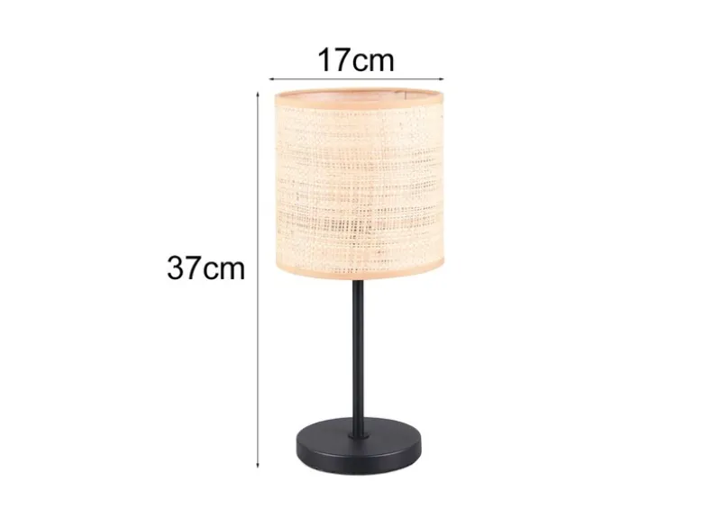 Tischleuchte AIMEE mit Lampenschirm aus geflochtenem Bast, Höhe 37cm