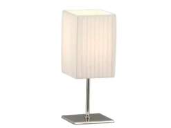 Tischleuchte BAILEY Silber Chrom mit Plissee Stoffschirm Weiß, Höhe 26cm