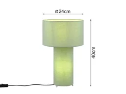 Tischleuchte BALE Korpus und Lampenschirm Stoff Pistaziengrün, Höhe 40cm