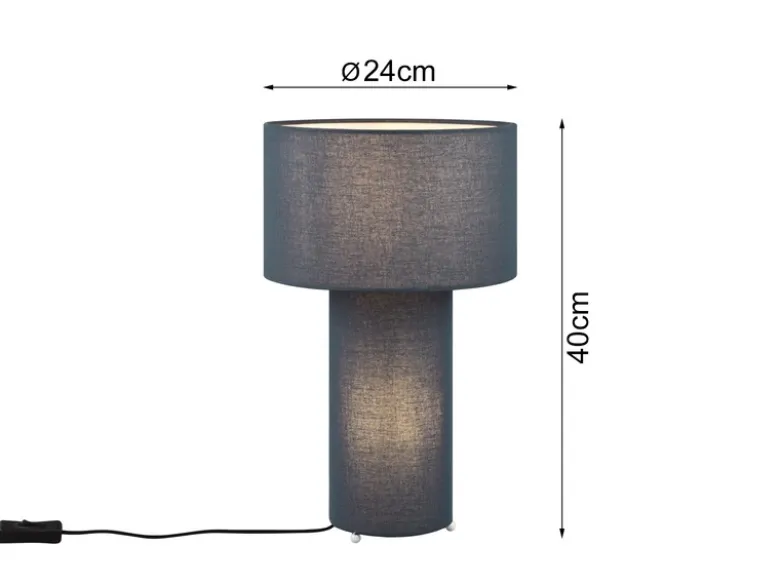 Tischleuchte BALE Korpus und Lampenschirm Stoff Blau, Höhe 40cm