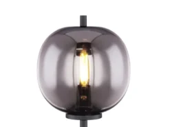 Tischleuchte BLACKY mit Rauchglas Lampenschirm, Höhe 45cm