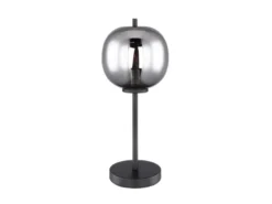 Tischleuchte BLACKY mit Rauchglas Lampenschirm, Höhe 45cm