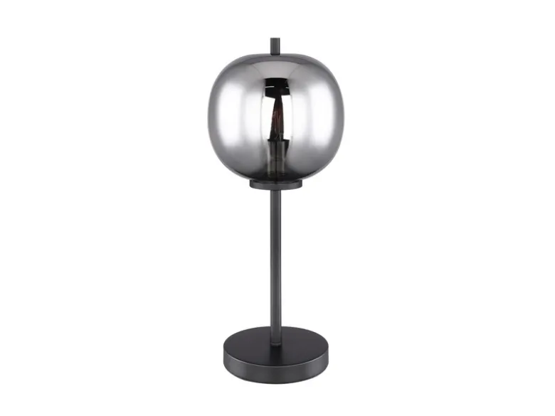 Tischleuchte BLACKY mit Rauchglas Lampenschirm, Höhe 45cm
