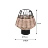 Tischleuchte BORKA Rattan Geflecht Natur und Gitter im Boho Stil, Höhe 20cm