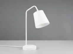 Tischleuchte BUDDY Spot schwenkbar, aus Metall & Stoffschirm in Weiß, Höhe 45cm