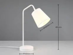 Tischleuchte BUDDY Spot schwenkbar, aus Metall & Stoffschirm in Weiß, Höhe 45cm
