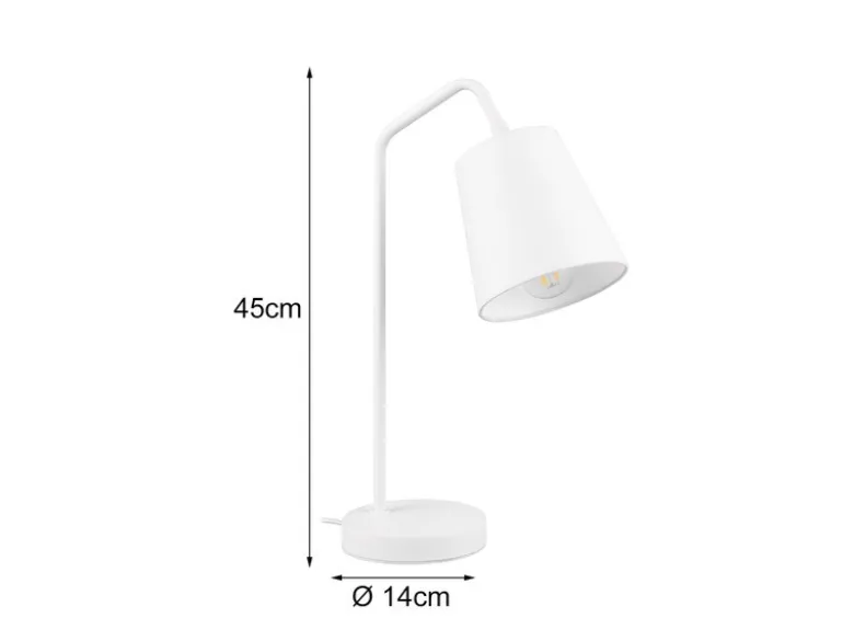 Tischleuchte BUDDY Spot schwenkbar, aus Metall & Stoffschirm in Weiß, Höhe 45cm