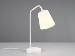 Tischleuchte BUDDY Spot schwenkbar, aus Metall & Stoffschirm in Weiß, Höhe 45cm