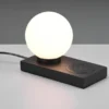 Tischleuchte CHLOE Schwarz induktive Ladestation & Touch Glasschirm, Höhe 15cm